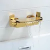 Tuqiu Bathtub Shower Set Wall Mounted Waterfall Bathtub Faucet Bathroom Cold and Bath and Shower Mixer Taps Brass Gold T200612197V8872949