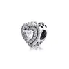 Sparkling Levelled Hearts Charm Fits Original Snake Chain Bracelets For Woman DIY Sterling Silver Jewelry 2020 Winter Beads Q0531