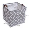 Folding Cube Canvas Storage Box Cotton Polyester PE Coated Assorted Laundry Bins Hamper Aqua Lattice For Toy Basket 210922