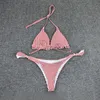 Dreipunkt-Bikini-Neckholder-Tether-Bademode, Zebrastreifen-Push-up-BH, passt zum Strandbekleidungs-Bikini-Set
