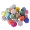 FKISBOX 100 stks Siliconen Tandjes Kralen Zeshoek 17mm BPA Free Chew Losse Bead Charms voor DIY Ketting 211106