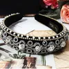 Lüks Barok Kafe Tarzı Sparkly Rhinestones Bantlar Tam Kristal Hairbands Geniş Şapkalar Siyah Saç Aksesuarları Kızlar için