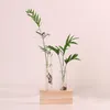 Vasi di cristallo di cristallo di cristallo vaso vaso fiori piante piante idroponica fioriera + supporto in legno decorato con un arredamento per la casa fiore