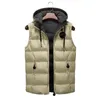 brand Vest Mens Winter Casual Outerwear Warm Hood Jacket Vest Men Sleeveless Waterproof Jackets Parkas Vests Men 211102