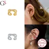 Hoop Huggie GS Cross Crystal Clip-on-earrings för kvinnor 925 Sterling Silver Broncos Luxury Earrings Boucle D'Oreille Femme Christmas Gift