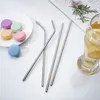 Stainless Steel Drinking Straws Reusable Straws Metal Drinking Straw Bar Drinks Party wine Accessories 6MM*0.5*215 DH7078