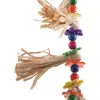 Altre forniture per uccelli Giocattolo per pappagalli con erba in legno naturale Morso da masticare Gabbia sospesa Altalena Salire Gabbie Giocattoli pendenti