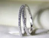Fashion Real Solid 100% 925 Sterling Silver Diamond Ring Solitaire Enkelt rund Tunna Band Ringar Finger för Kvinnor Element Smycken