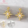 6 adet 11mm 24 K Altın Renk Kaplama Pirinç Ile Zirkon Patlama Altı Yıldızlı Charms Kolye Yüksek Kalite DIY Takı Aksesuarları