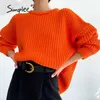 Oversized long sleeve female orange sweater autumn Casual o-neck winter pullover women Office purple ladies basic jumper 211215