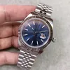 ST9 Staal Blauwe Wijzerplaat Gecanneleerde Bezel Horloge 41mm Automatische Mechianical Horloges Band Saffierglas Beweging Heren Horloges