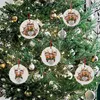 Décorations de pendentif de Noël rondes personnalisées bricolage wapitis peints à la main salutations décoration intérieure d'arbre de Noël avec lanière rouge