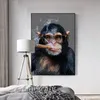 Monkey Smoking Posters Gorilla Wall Art Pictures for Living Room Animal Prints Modern Canvas Painting Home Decor Wall Painting259S