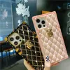 Luxury Designer Lambskin TPU Телефонные чехлы для iPhone 13 12 11 Pro Max XS XR 8 7 плюс 6D гальванический квадратный алмазный чехол для защитника