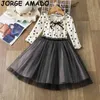 Wholesale Kids Dresses for Girls Spring Fall Clothes Polka Dot Long Sleeve Dress Baby E14972 210610