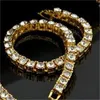 Necklaces Mens Lady Gold Silver Black Simulated Diamond HipHop 1 Row Bling Bling Tennis Chain Necklace Bracelet Set 86 U2