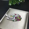 Andere natuurlijke multicolor toermaline elegante zoete clusters broche hanger edelsteen S925 zilveren vrouwen meisje geschenk sieraden