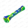 Silicone Glass Smoking Herb Pipe 87MM One Hitter Dugout Tobacco Cigarette Pipe Hand Spoon Pipes Smoke Accessories Wholesale