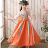 11 12 13 14 15yrs Children Ancient Costume Hanfu Girl Summer Spring Dress Fairy Tang Chinese Traditional Kids Stage Folk Dress G1218