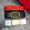 Newest Big 70 cm width reversible black red white women belt top quality genuine leather gold buckle Belts with box 61309473