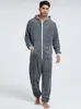 Pyjamas Herren-Pyjama mit Kapuze, dick, doppelseitig, Fleece, Tarnung, Ganzkörperanzug, Homewear-Pyjama