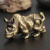 Dekorative Objekte, Figuren, handgefertigt, reines Kupfer, niedliches Nashorn, Miniaturen, Heimbüro-Dekoration, Ornament, Tischdekoration, Basteln, Mini-Ornam