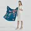 Bufandas de moda grana bufanda de satén de seda con estampado floral para mujeres bufandas de hijab cuadradas bufandas para el cuello 90 90cm damas292v