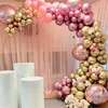 126st Chrome Gold Rose Pastell Baby Rosa Ballonger Garland Arch Kit 4D Rose Ballong För Födelsedag Bröllop Julparty Decor 211216