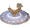 무대 착용 전문 LED 라이트 백조 호수 발레 투투 의상 소녀 발레리나 드레스 키즈 댄스웨어 파티 의상