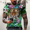 Men's T-Shirts Jungle Animal Series Summer 3D Print T Shirt Men Vacation Travel Beach Party Clothes Fashion Short Sleeve Oversized Tees 6XL