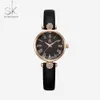 Lmjli - Shengke Luxo Relógios Mulheres Quartz Couro Strap Relógio Cristal Dial Decoração À Prova D 'Água Relógio de Relógio Relogio Feminino