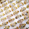 Wedding Rings 10Pcs Women's Design Mixed Styles Gold And SilverZircon Wholesale Lots Female Jewelry Bulks Lot LR4161