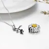 Doreen Box Fashion Cremation Ash Urn Heart Sunflower Pendants Halsband Silverfärg Metall Kvinnor kan öppna smycken Gifts 1PC225A