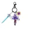 Anime Genshin Impact Keychain Ganyu Zhongli Venti Acrylic New Element Vapen Deluxe Key Ring Bag Key Pendant Collection G1019