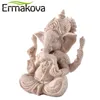 Ermakova 13cm (3.5 ") 높이 인도 Ganesha 동상 Fengshui 조각 천연 사암 공예 인형 홈 데스크 장식 선물 211105