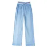 WYWAN Pantaloni jeans dritti a vita alta vintage per donna Streetwear Bottoni in denim femminile Cerniera da donna 210616