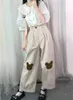 Japoński Kawaii Kobiety Soft Girl Spodnie Koreański Nastolatki Dziewczyny Luźne Cienkie Kreskówki Niedźwiedź Haft Wild Casual Kobiet Cute 210925