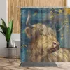 Highland Cow Animal Rideaux de douche Ensemble de bovins sauvages Salle de bain Décors de bain Tissu imperméable Nordic Wall Decor Rideau Accessoires 210609