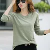 Vetement femme jesień z długim rękawem Office shirt kobiety koszulka bambusa bawełniana biała tshirt tee top camiseta feminina plus rozmiar Y0621