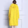 Nerazzurri Faux Fur Coat Winter Women With Hood Long Yellow Hairy Furry Fake fur Overcoat Oversized Loose Fluffy Outerwear 210816