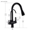 Quyanre Black Kitchen Faucets 여과 된 물 크레인 주방 풀 아웃 스프링 360 회전 주방 믹서 탭 믹서 T200805