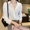 Camicetta allentata casual per le donne Camicie femminili a maniche lunghe con risvolto Top Camicie solide da donna monopetto di moda Blusas Femme 210527