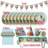 Jungle Birthday Party Decoration Disponertable Tableware Set Jungle Animal Forest Friends Zoo Theme Supplies Baby Shower Safari 201006