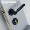 Dooroom Brass Door Lever Set Modern Light Luxury Interior Bedroom Bathroom Double Wood Door Lock Set Dummy Handle Knob 201013