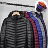 Men's Winter Light Packable Down Jacket Men Autumn Fashion Slim Hooded Jacket Coat Plus Size Casual Brand Down Jackets 210927