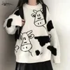 Koreanska Harajuku Kvinnors Tröja Vintage Casual Loose Lazy Cow Kvinna Japanska Tjejer Kawaii Söt Ulzzang Kläder 17156 210922