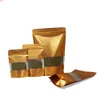 1000 Pieces Reclosable Gold Stand Up Aluminum Foil Packing Bag Heat Seal Line Mylar Pouches Food Nut Candy Storage Zipper Bagshigh quatity