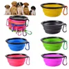 Hond kommen vouwen siliconen reizen draagbare opvouwbare zachte puppy doggy food container voor huisdier kat water voeden