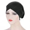 Solid Color Forehead Cross Hidżab Czapki Dla Kobiet Indie Wrap Głowy Szalik Turban Bonnet Stretch Muzułmańskie Hijabs Bottom