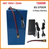 48V 15Ah Lithium Ion Ebike Scooter 18650 Batterij Pack XT60 1000W 13S 48 V 20AH 30AH Elektrische fietsfiets Batterie Akku